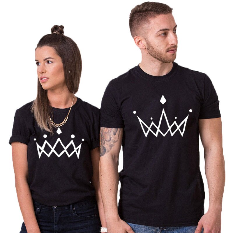 T-shirt Couple Couronne Noir