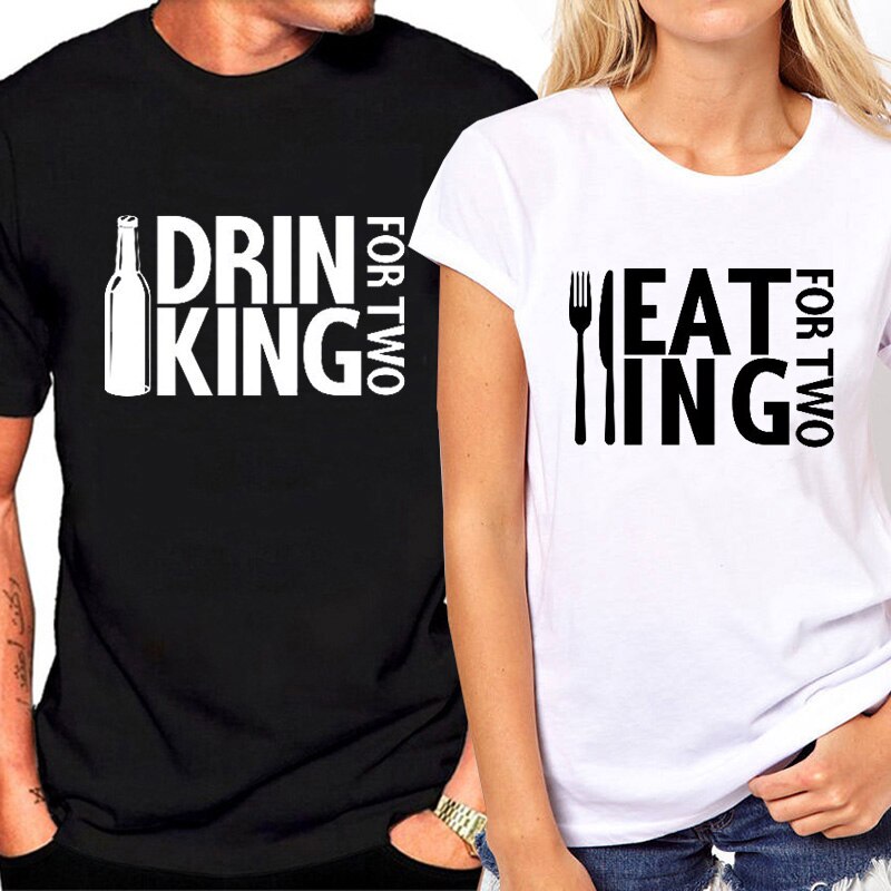 T-shirt Couple Drinking and Eating