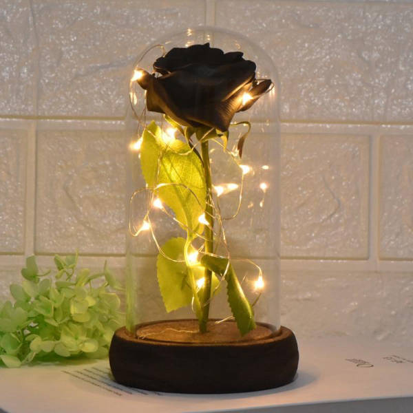 Rose Éternelle Lumineuse Noir | Royaume Éternel