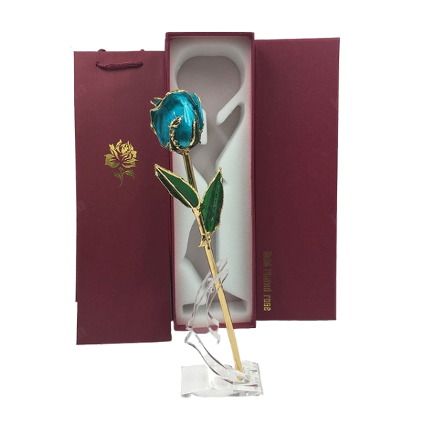 Rose Éternelle Or 24 Carats Cyan | Royaume Éternel