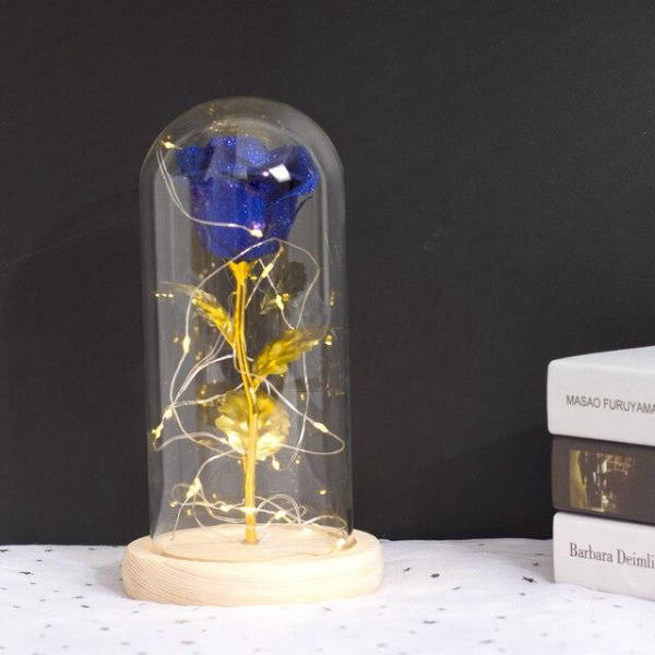 Rose Or sous cloche Bleu | Royaume Éternel