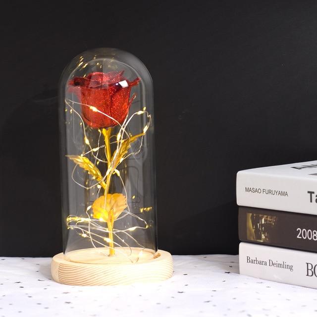 Rose Or sous cloche Rouge | Royaume Éternel