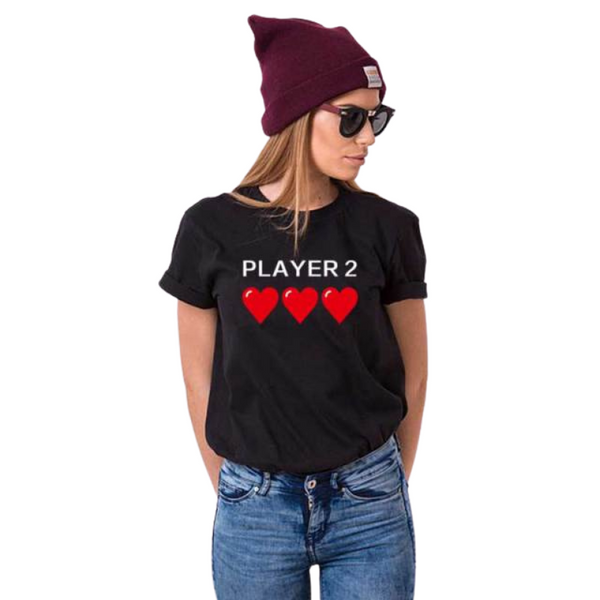 T-shirt Couple Player Coeur