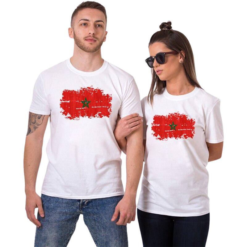 T-shirt Couple Drapeau Maroc