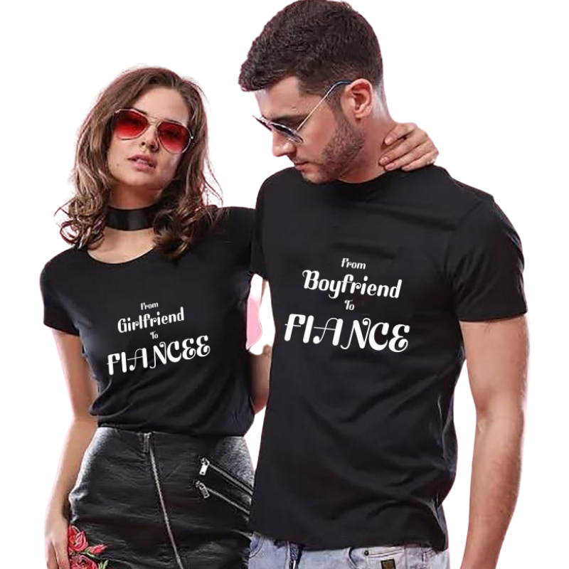 T-shirt Couple Fiancé Noir