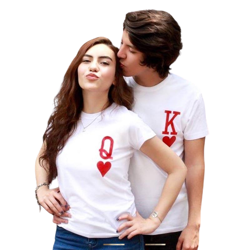 T-shirt Couple Carte King and Queen
