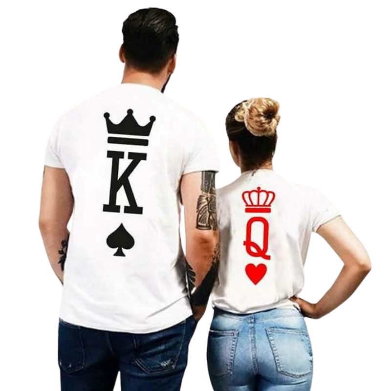 T-shirt Couple King Queen Initiale Dos