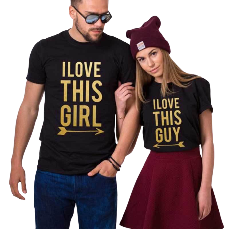 T-shirt Couple Love Assorti Noir