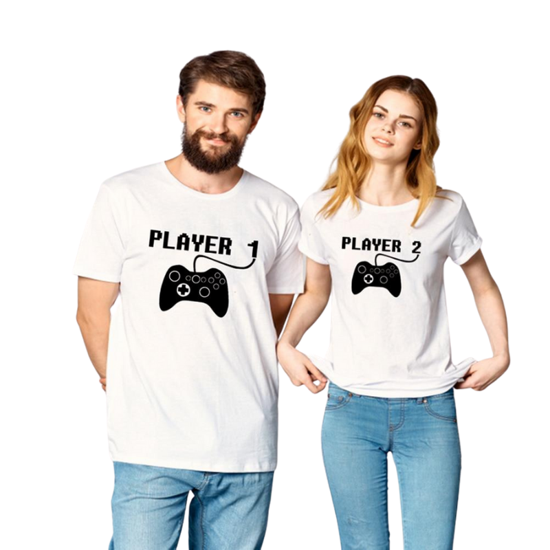 T-shirt Couple Player Blanc