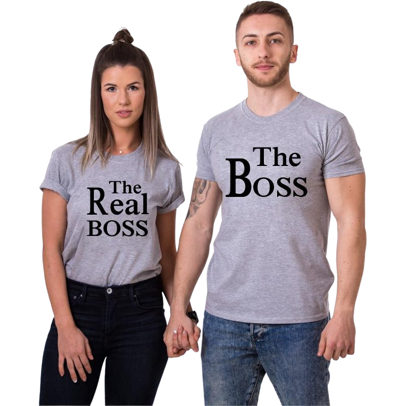 T-shirt Couple The Boss Gris